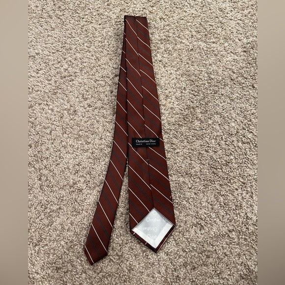 Christian Dior vintage Monsieur Neck Tie brown Striped - Picture 3 of 5